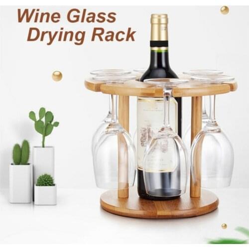 Wooden Wine Glass Drying Rack and Bottle Holder Wine Storage Glasses Hook Stand Organizer Tray
