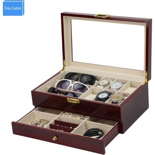 Double Layer Luxury Storage Watch Box Slots Best Gift for Women Makeup Rose Wood Collect Box Vintage Case Family Storage Box