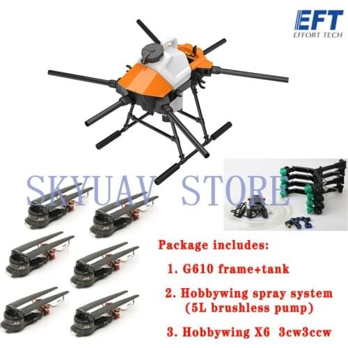 EFT New G610 Six-axis 10L/KG Agricultural Spray Drone Frame Kit 1460mm Wheelbase Brushless Spray System X6 Power System