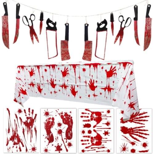 Halloween Haunted House Horror Decoration Blood Knife Pulling Flag Blood Knife String Tricky Ornament Pulling Banner