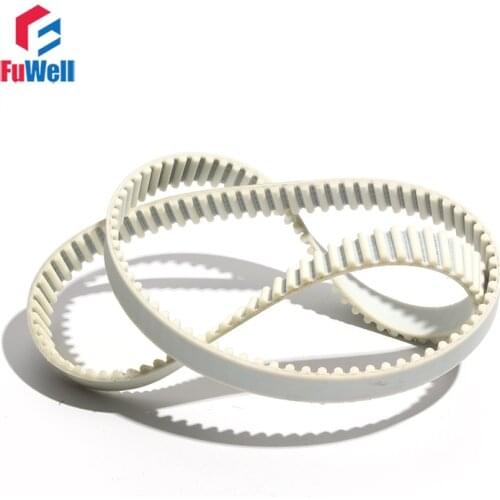 HTD5M White PU Timing Belt 5M-3690/3700/3710/3720/3735 Toothed Pulley Belt 15/20/25/30mm Width Polyurethane Transmission Belt