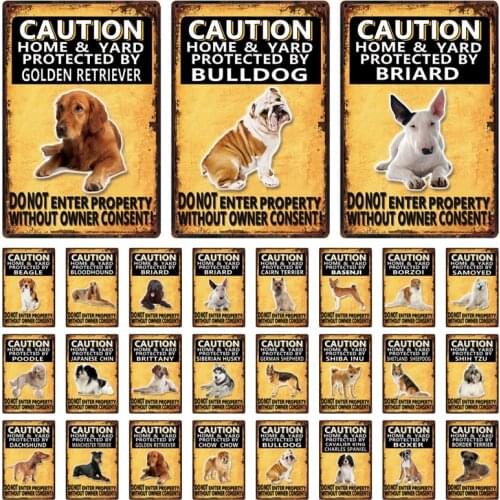 [ Kelly66 ] Pets Caution Dogs Beagle Shih Tzu Basenji Poodle Metal Sign Home Decor Bar Wall Art Painting 20*30 CM Size Dy141