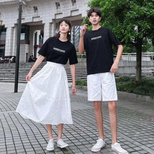Couples outfit new niche design T-shirt top + skirt couples clothes couples clothing