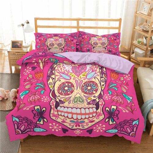Sugar Skull Printed Home Bedding Sets Duvet Cover Bed Set Pillowcase Microfiber Fabric King Queen Double Twin 2/3pcs Bedspread