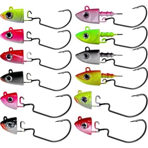 2pcs/5pcs Jig Head Fishing Hooks 10g 12g 25g Leaded Head Fishhook For Soft Worm Fishing Tackle DIY Kit