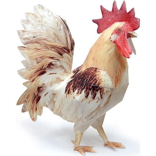 Chicken Cock Paper Model Realistic Animal Mini Cute Folding Card 3D Papercraft DIY Kids Adult Handmade Craft Toys WE-038