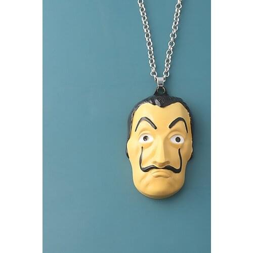 La Casa De Papel Mask Necklace Money Heist The House of Paper Salvador Dali Mask Pendant Necklace for Women Men Keyring Jewelry