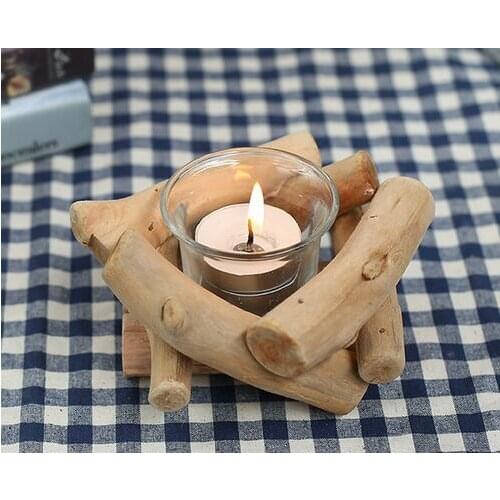 Hot Wooden Candlestick Candle Holder Table Desk Nice Wedding Decoration Props Decoration Furniture Romantic Candlelight Dinner