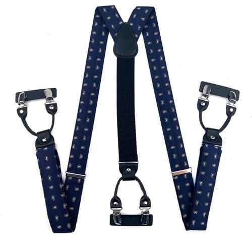 Linbaiway Adult Mens Classic Shirt Suspenders Adjustable Straps for Male Y-back Shape 6-Clips Supenders for Trousers Suspensorio