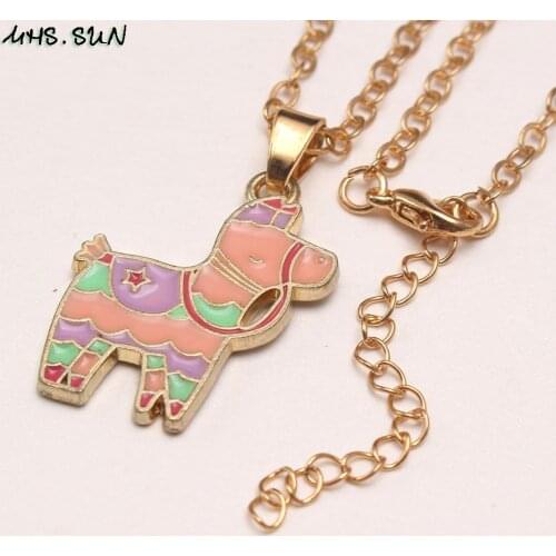 MHS.SUN 3PCS Newest Cute Animal Dog Pendant Necklace Charming Jewelry Kids Girls Chain Necklace For Christmas Party Gift