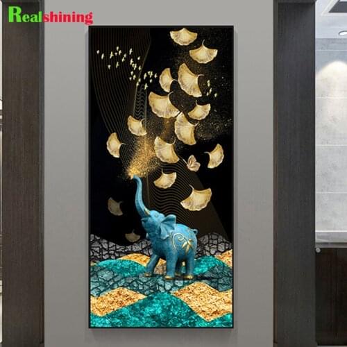 Golden Ginkgo Leaf Elephant diy 5d diamond painting full square round drill diamond embroidery kits Get Rich Mosaic Art N2270