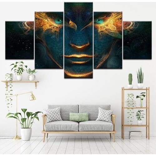 Wall Art Canvas Painting Print Picture 5 Piece Symbol abstract Human Face Lip Eye Bar restaurant Living Room Home Decor Poster