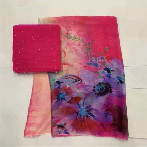 New Design Fashion High Quality Printed Silk Chiffon Fabric 5 Yards And 2 Yards Of Tulle Chiffon Fabric! LXF557