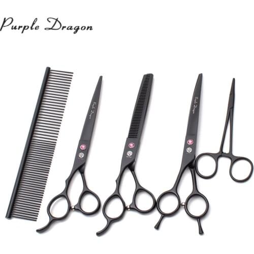Left-Hand 7" 440C Animal Shears Straight Scissors Thinning Shears Professional Pet Scissors Dog Grooming Scissors Forceps Z3006