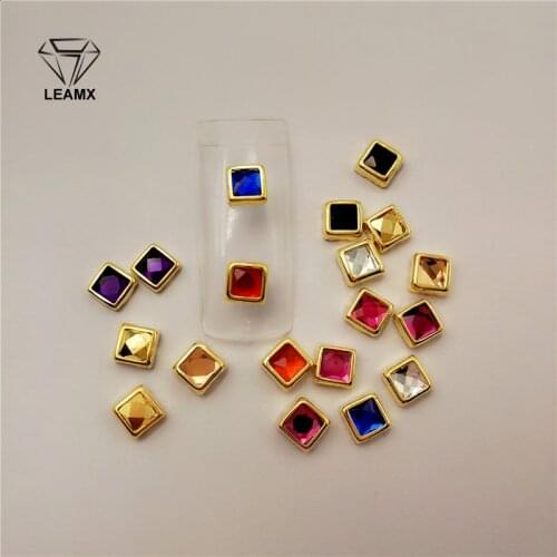About 100Pcs/bag Square Cushion Zircon Alloy Nail Decorative Seven Colors Nice Girl DIY Alloy For Manicure Decor