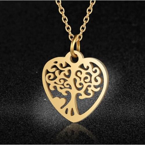 316L Stainless Steel Heart Tree of Life Charm Necklace Wholesale Dainty Jewelry Pendant Necklaces Forever Wearing AAAAA Quality