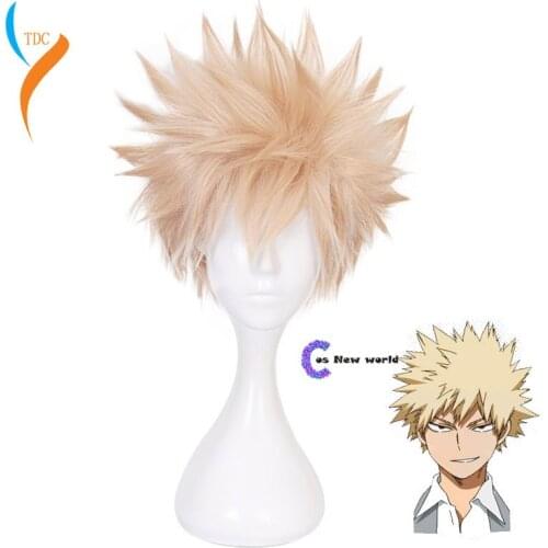 2020 Anime My Hero Academia Baku No Hero Bakugou Katsuki Bakugo Short Linen Blonde Heat Resistant Cosplay Costume Wig