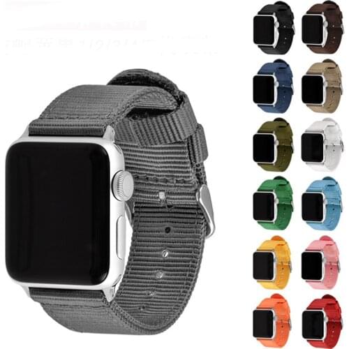 Nylon Canvas Strap Compatible with Apple watch 44mm 42mm 40mm 38mm Replacement bracelet wristband for iwatch 6 5 4 3 2 1 SE band