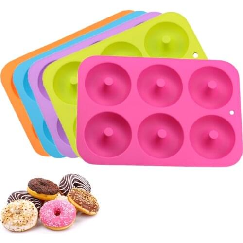Six Lattice Multicolor Donut Mold Silicone DIY Dessert Cake Mould Pastry Baking Tool Non-Stick Donuts Maker