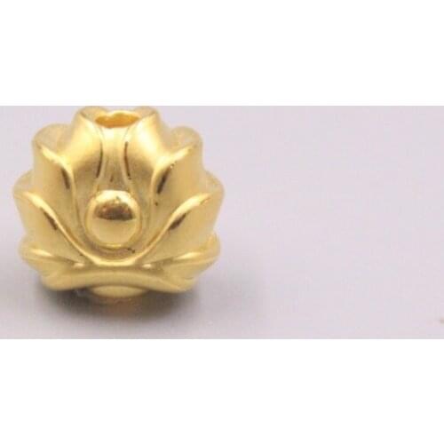 Fine Pure 999 24K Yellow Gold Bead 3D Lotus Head DIY Pendant Men Women Lucky Gift 1.1-1.3g / 13*11mm