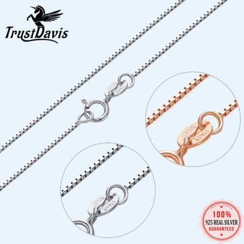 Trustdavis 100% 925 Sterling Silver Jewelry Box Chain Collarbone Chain Short Necklace For Women Gift Girl Lady Wholesale DC02