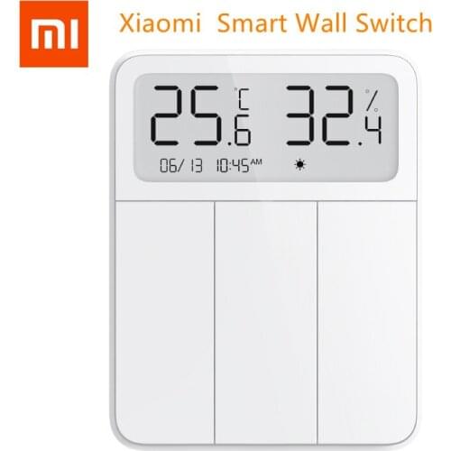 Original Xiaomi Smart Wall Switch Light Remote Control Wireless 3 Key Switchs With Temperature and Humidity LCD Digital Screen
