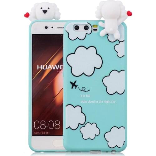 Top environmental protection mobile phone case for Huawei p10 durable clay soft shell Lovely Cartoon White Squishy cover