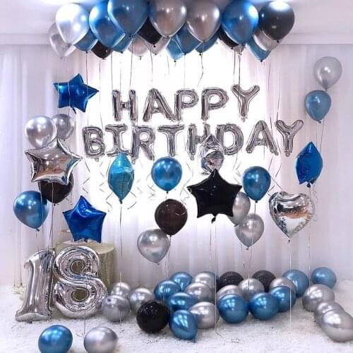 26pcs 30'' Number 18 Silver Foil Balloons Metallic Air Globos Crown 18th Anniversary Happy Birthday Party Decorations Supplies