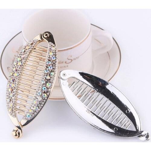 2PCS Rhinestone Banana Clips Elegant Creative Hair Comb Clips Banana Hair Claws Ponytail Hair Clamp Holder Hair Accessories