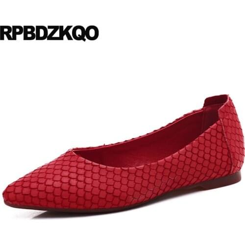 Walking Shallow Pointed Toe Red Women China Metal Chinese Wedding Shoes 5 Comfortable Black Designer Snake Slip On Flats 2018