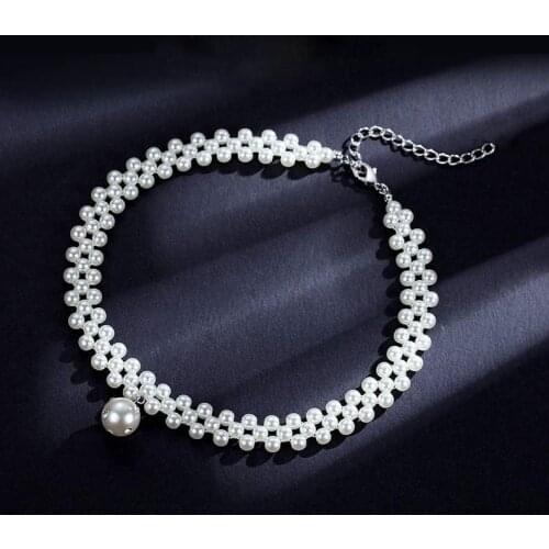 Elegant Choker Short Necklace Imitation Pearl Simple Collar Neck Clavicle Chain Necklace For Women Dinner Wedding Jewelry