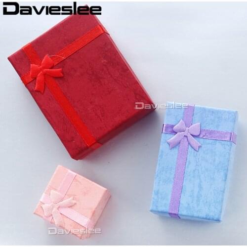 1PC Square 5 Styles Gift Box for Ring Earrings Bow Knot Box Necklace Bracelet Display Organizer Jewelry Gifts Packaging LBOXM1
