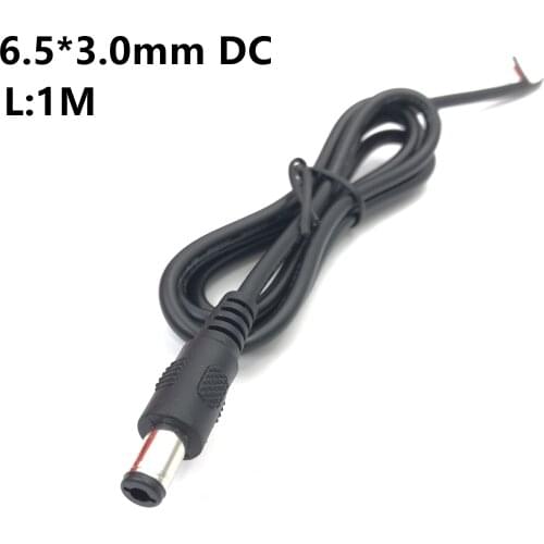 10pcs 6.5*3.0mm DC Power Plug with 100cm Cable 6.5x3.0mm Black Charging Connector for Toshiba Laptop