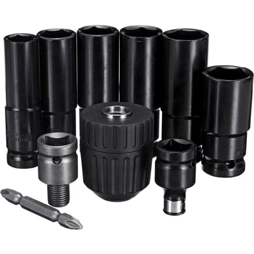 New 10Pcs Electric Impact Wrench Hexs Socket Head Set Kit Drill Chuck Drive Adapter SET For Electric Drill Screwdrivers