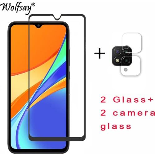 2PCS Full Glued Screen Protector For Xiaomi Redmi 9C Tempered Glass Full Cover for Xiaomi Redmi 9C 2.5D 9H Premium Film Wolfsay