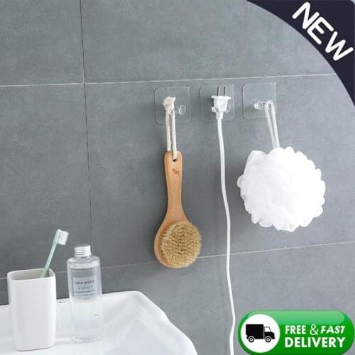 5pcs Strong Adhesive Hook Power Plug Socket Hanger Holder Wall Mounted Self Sticky Hooks Multi-function Wall Storage Hooks