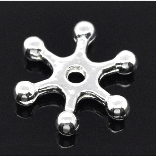 DoreenBeads 300 silver color Snowflake Spacer Beads 8x2mm (B12596)