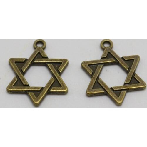 50 Bronze Tone "Star of David" Kabbalah Charm Pendant 18mm Craft Jewelry Finding