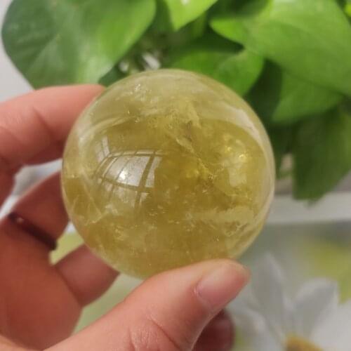 6-7cm Natural citrine Crystal sphere yellow quartz gemstone ball Reiki healing