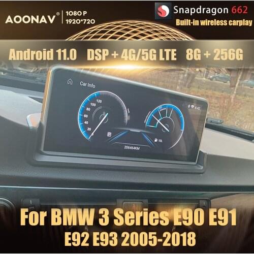 8+256GB Android 11.0 Snapdragon 662 car radio GPS For BMW 3 Series E90 E91 E92 E93 2005-2012 multimedia player