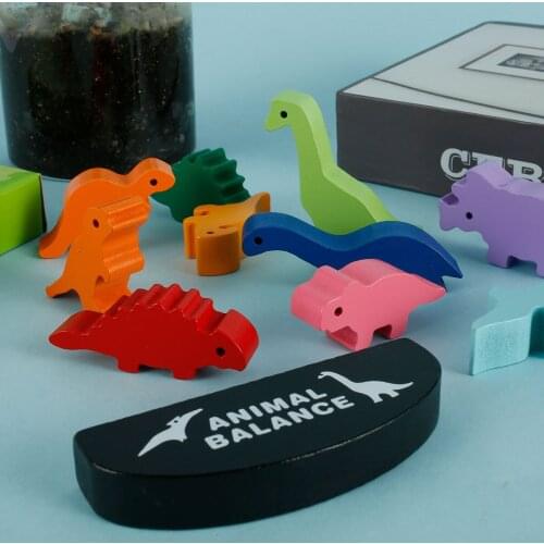 Balancing Dinosaur Toy Wooden Building Blocks Animal Stacking Toys Early Educational Puzzle Balance Blocks Toys Christmas Gifts