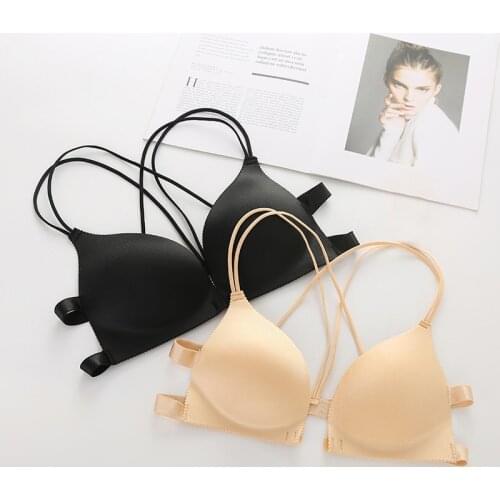 Women Back Beautify Ladies Front Closure Wire Free Fashion Bra Sexy Padded Lingerie Bralette Gather Push Up Seamless Bra