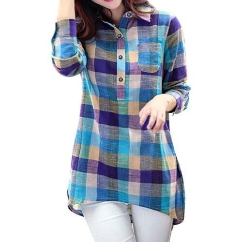 Блузки в клетку CHAMSGEND China At AliExpress