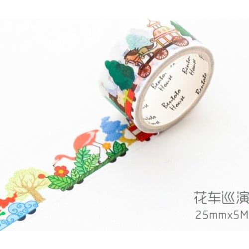 2.5cm*5M Forest Flowers Carriage Paper Decorative Sticker Tape Notebook Album Decoration