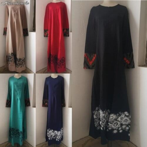 Elegant Muslim Dress Women Loose Maxi Abaya Floral Print Jubah Long Robe Islamic Clothing Turkish Kaftan Arab Modesty Gown