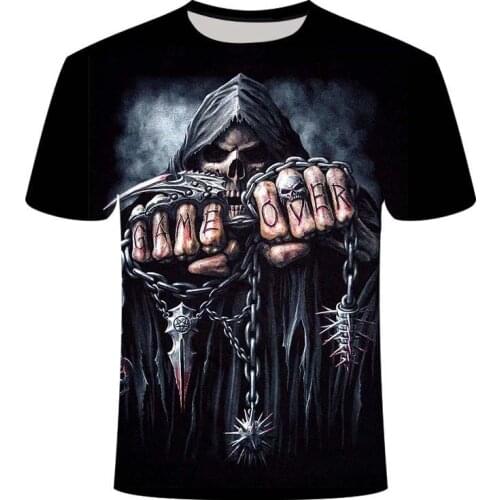 Skull Mens T-Shirts Mens Hip Hop 3D Shirts Horror O-Neck T-shirt Summer Fashion Tops Boys Clothing Large Size Street Clothing