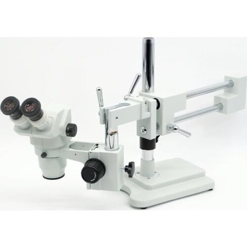 FYSCOPE 6.7X-45X ! DOUBLE BOOM STAND BINOCULAR HEAD STEREO ZOOM MICROSCOPE +144pcs LED
