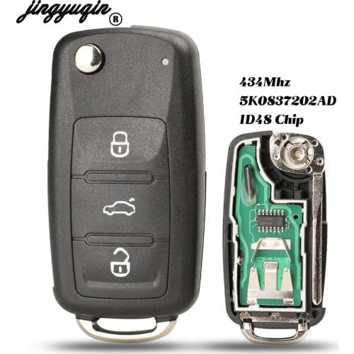 Jingyuqin 5K0 837 202 AD Remote Key for VW/VOLKSWAGEN 5K0837202AD Beetle/Caddy/Eos/Golf/Jetta/Polo/Scirocco/Tiguan/Touran/UP