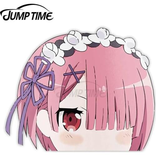 JumpTime 13 x 10.3 cm For Ram Re Zero Peek Anime Big Head Laptop Car Stickers Air Conditioner Decal Windshield Laptop Graphics