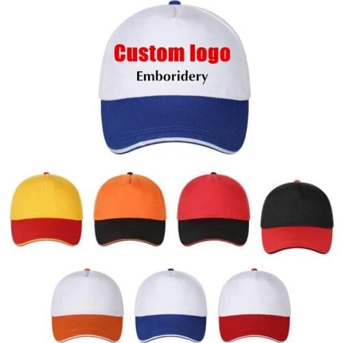 10pcs a lot Wholesale unisex men casual cotton customized logo baseball caps New women patchwork DIY logo trucker Snapback hat